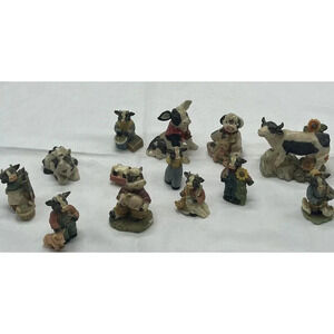 Vintage LOT of 12 Cow Figurines Great Condition